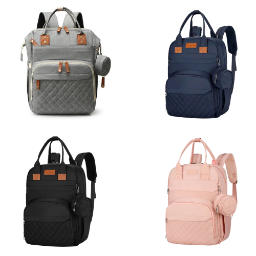 👩‍👧 Kit Mamá Moderna – Pañalera + Fular Cargador Gris + Set de Comida 👉 Elige aquí abajo el color de tu pañalera y de tu set de comida (el fular siempre es gris)