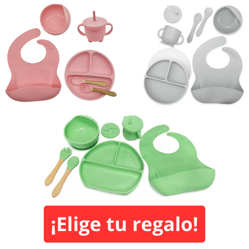 👩‍👧 Kit Mamá Moderna – Pañalera + Fular Cargador Gris + Set de Comida 👉 Elige aquí abajo el color de tu pañalera y de tu set de comida (el fular siempre es gris)