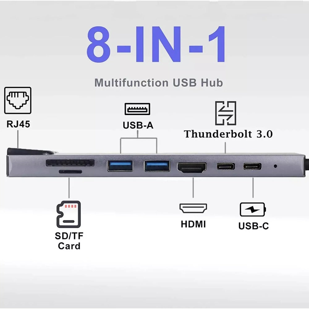¿Cansado de desconectar un dispositivo para usar otro? El HUB USB-C 8 en 1 conecta TODO al mismo tiempo