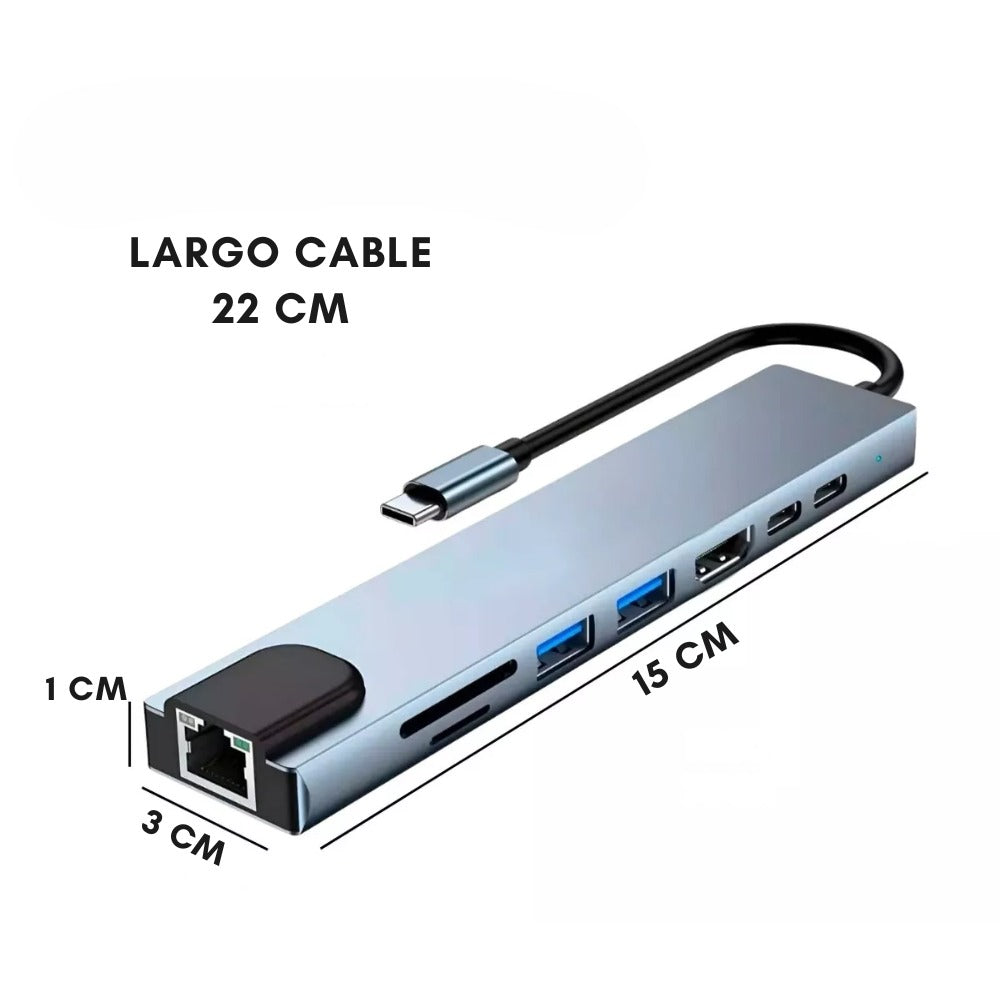 ¿Cansado de desconectar un dispositivo para usar otro? El HUB USB-C 8 en 1 conecta TODO al mismo tiempo