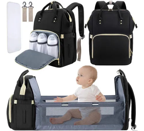😱 ¡Qué locura! Pañalera 3 en 1: bolso, cuna portátil y cambiador